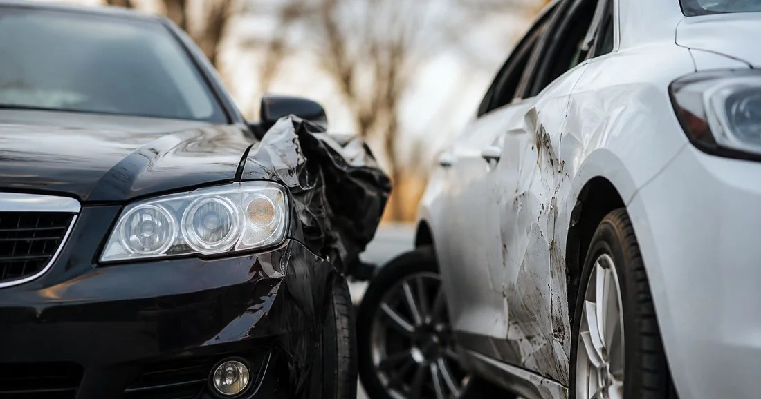 Zwei Unfallfahrzeuge nach einem Verkehrsunfall in Berlin